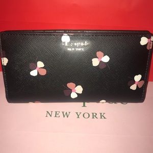 Kate Spade Authentic Black w/ flower print wallet